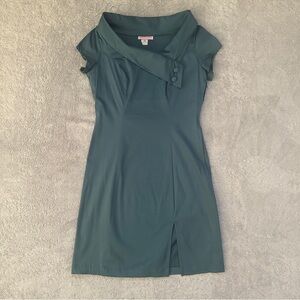 Heartbreaker Size XL Teal Cowl Neck Knee Length Fitted Dress